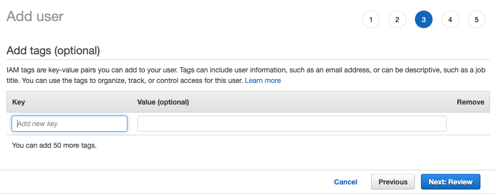 Skipping tag assignment for IAM user